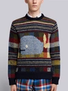 THOM BROWNE THOM BROWNE WHALE FAIR ISLE TWEED PULLOVER,MKA174A0027812559220