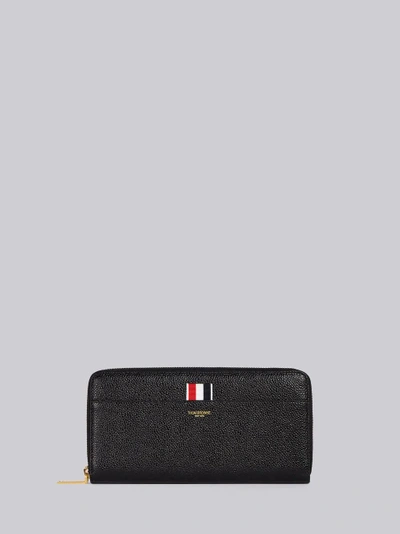 Thom Browne Grosgrain-tab Leather Continental Wallet In Black