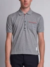 THOM BROWNE THOM BROWNE SHORT SLEEVE POLO SHIRT IN LIGHT GREY PIQUE,MJP022C0004711343233