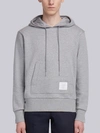 THOM BROWNE LIGHT GREY LOOPBACK JERSEY KNIT CENTER BACK STRIPE PULLOVER HOODIE,MJT086A0337712550258