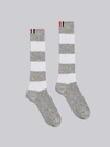 THOM BROWNE THOM BROWNE THICK COTTON OVER-THE-CALF RUGBY STRIPE SOCKS,MAS040A0319112559152