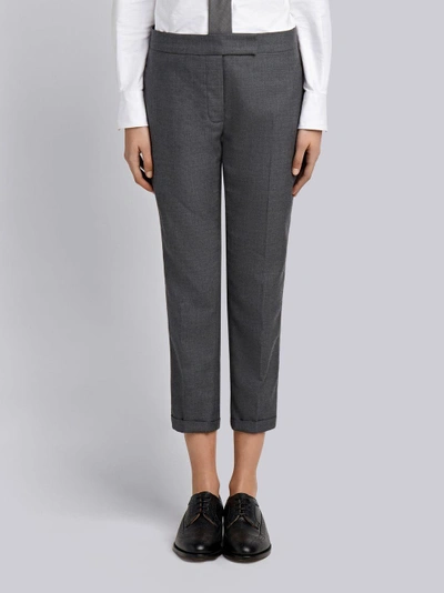 Thom Browne Pique Suiting Slim Low Rise Trousers In Grey