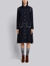 THOM BROWNE THOM BROWNE CONTRAST COVER-STITCHED A-LINE SHIRTDRESS IN MILANO TECH,FJD032A0401712706396