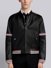 THOM BROWNE THOM BROWNE CROPPED ELASTIC-SEAMED LEATHER JACKET,MJO047A0313512706686