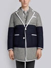 THOM BROWNE THOM BROWNE BIcolour DOWN-FILLED SACK FIT WOOL OVERCOAT,MOD025Y0379312706706