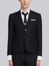 THOM BROWNE NAVY 2-PLY WOOL FRESCO SINGLE BREASTED HIGH ARMHOLE SPORT COAT,MJC159A0047312156362