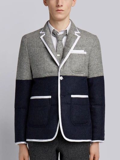 Thom Browne Slim-fit Contrast-tipped Two-tone Quilted Wool Down Blazer - Navy