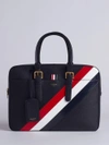 THOM BROWNE THOM BROWNE BUSINESS BAG WITH RED, WHITE AND BLUE DIAGONAL STRIPE IN PEBBLE AND CALF LEATHER,MAG064A0019812218101