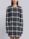 THOM BROWNE THOM BROWNE FRAYED THOM BROWNE TARTAN MINI SHIFT DRESS IN LIGHTWEIGHT TWEED,FDS823T0395712706350