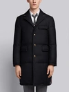 THOM BROWNE THOM BROWNE CENTER-BACK ENGINEERED STRIPE DOWN-FILLED CLASSIC CHESTERFIELD OVERCOAT,MOD009X0353212559307
