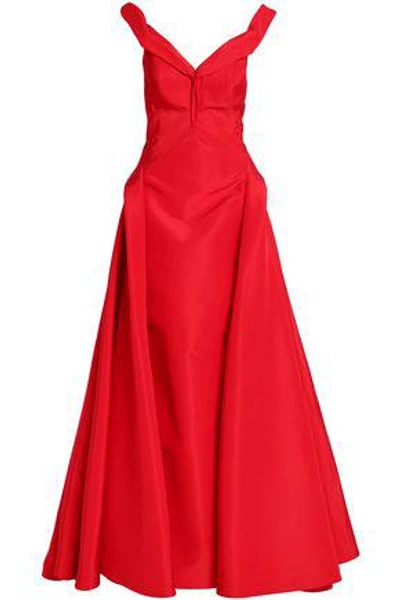 Zac Posen Woman Off-the-shoulder Silk-taffeta Gown Red