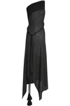 ROLAND MOURET WOMAN ONE-SHOULDER METALLIC EMBROIDERED WOOL-BLEND GOWN BLACK,GB 1188406768580312