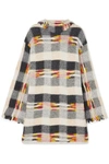 MISSONI OVERSIZED FRINGED CHECKED INTARSIA KNITTED HOODIE