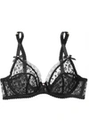 AGENT PROVOCATEUR DOROTIA LACE-TRIMMED EMBROIDERED STRETCH-TULLE UNDERWIRED BRA