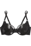 ADINA REAY JESS DD+ LACE-TRIMMED STRETCH-TULLE AND SATIN UNDERWIRED HALF-CUP BRA