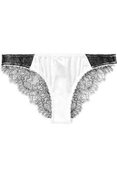 Stella Mccartney Gigi Giggling Stretch-silk Satin And Lace Briefs In Ivory