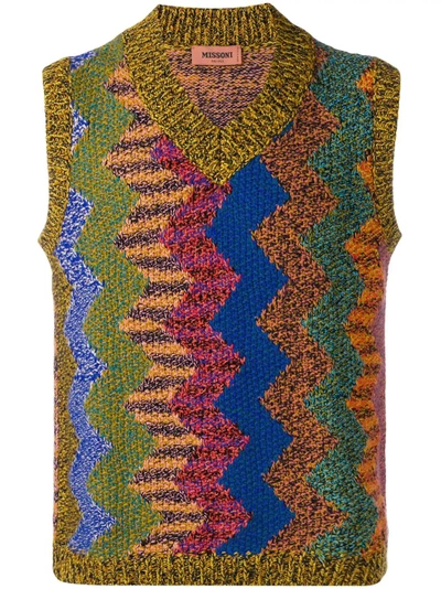 Missoni Chevron Knitted Vest - 黄色 In Yellow
