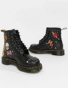 DR. MARTENS' 1460 BLACK LEATHER ROCKABILLY FLAT ANKLE BOOTS - BLACK,24207001