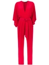 ANDREA MARQUES ANDREA MARQUES BELTED SILK JUMPSUIT - RED