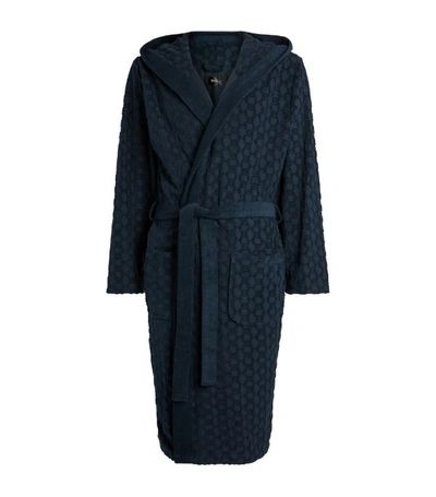 Hugo Boss Boss Logo French Terry Robe In Navy