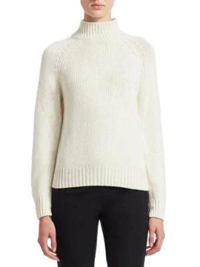 Akris Punto Wool Zip-sleeve Turtleneck Sweater In Cream