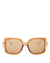 Ferragamo Gancio Rectangle Plastic & Metal Sunglasses In Brown/brown