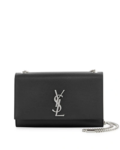 Saint Laurent Kate Medium Ysl Crossbody Bag In Grained Leather In Black