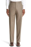 CANALI FLAT FRONT SOLID WOOL TROUSERS,AN00019301780121