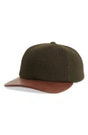 CROWN CAP MELTON WOOL BLEND BASEBALL CAP - GREEN,1-46030