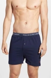Polo Ralph Lauren Men's Underwear, Classic Knit Boxer 3 Pack In Blue Assorted