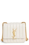 SAINT LAURENT SMALL VICKY QUILTED LAMBSKIN LEATHER CROSSBODY BAG - IVORY,5384390YD0J