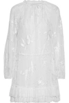 CINQ À SEPT CINQ À SEPT WOMAN AIBILEEN GATHERED EMBROIDERED SILK-CHIFFON MINI DRESS IVORY,3074457345619607757