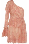 ALICE MCCALL ALICE MCCALL WOMAN LOVELY ONE-SHOULDER LACE MINI DRESS BLUSH,3074457345619488207