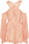 ALICE MCCALL ALICE MCCALL WOMAN THAT'S A WRAP COLD-SHOULDER LACE PLAYSUIT BLUSH,3074457345619533733