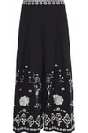 TEMPERLEY LONDON TEMPERLEY LONDON WOMAN LETTIE EMBROIDERED CULOTTES BLACK,3074457345619547187