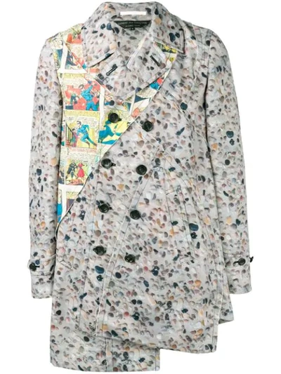 Comme Des Garçons Homme Deux Comme Des Garçons Homme Plus Comic Strip Patchwork Trench Coat In Multicolor