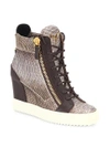 GIUSEPPE ZANOTTI SNAKE-EMBOSSED LEATHER HIGH-TOP WEDGE SNEAKERS,0400099558246