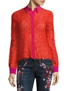 dressing gownRTO CAVALLI FLORAL LACE SILK BLOUSE,0400097486833