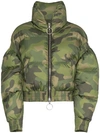 IENKI IENKI IENKI IENKI POODLE CAMO PRINT CROPPED PUFFER JACKET - GREEN