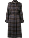 MULBERRY MULBERRY CHECK SINGLE BREASTED COAT - 棕色