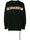 MASTERMIND JAPAN MASTERMIND JAPAN MISSIONS DISTRESSED SWEATSHIRT - BLACK