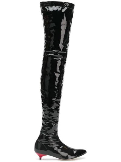 Gia Couture 30mm Vinyl Over The Knee Boots In Black