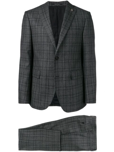 Tagliatore Checked Two-piece Suit In Grey