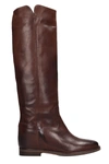 JULIE DEE HIGH CHOCO LEATHER BOOTS,10748994