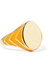 ALISON LOU STRIPE 14-KARAT GOLD AND ENAMEL RING