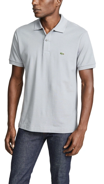 Lacoste Petit Pique Slim Fit Polo Shirt In Silver/gray Chine