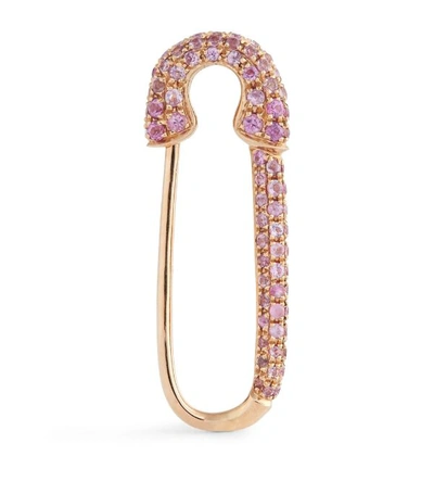 Anita Ko Rose Gold And Pink Sapphire Safety Pin Single Earring