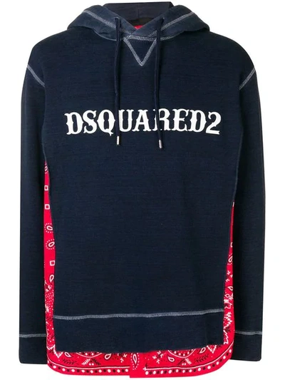 Dsquared2 Bandana Layer Hoodie In Blue,red,white