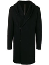 ATTACHMENT ATTACHMENT HOODED SINGLE BREASTED COAT - 黑色