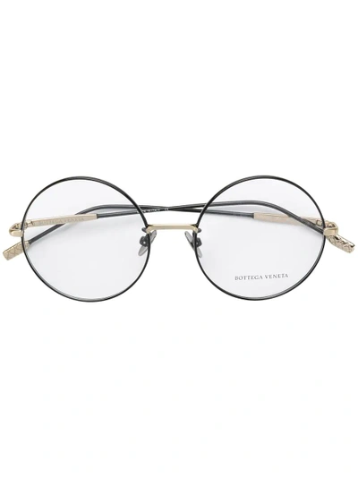 Bottega Veneta Eyewear Round Frame Glasses - 黑色 In Black